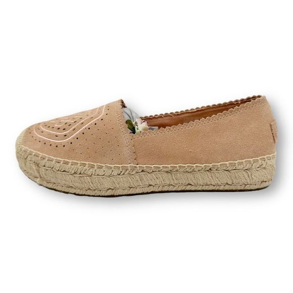 UGG Heidi Perforated Slip-On Espadrille Flat In Suntan Suede Pink Women’s Sz 9 - Picture 4 of 14